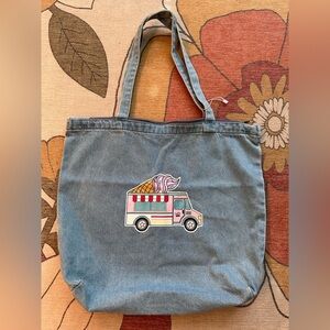 Summer fun-ice cream truck, unicorn float, and rainbow jean zippered tote bag.